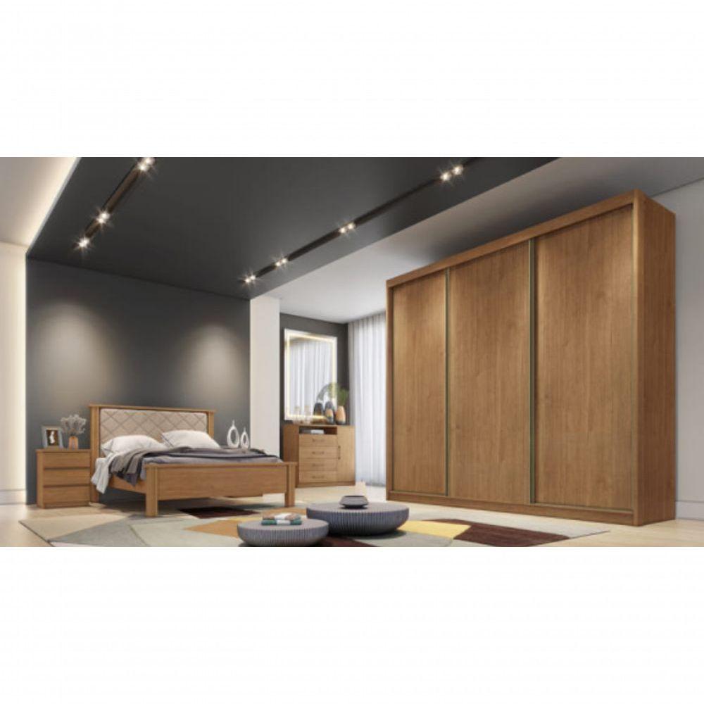 Miniatura Guarda Roupa Casal 3 Portas 8 Gavetas Arezzo - Móveis Novo Horizonte - Cumaru