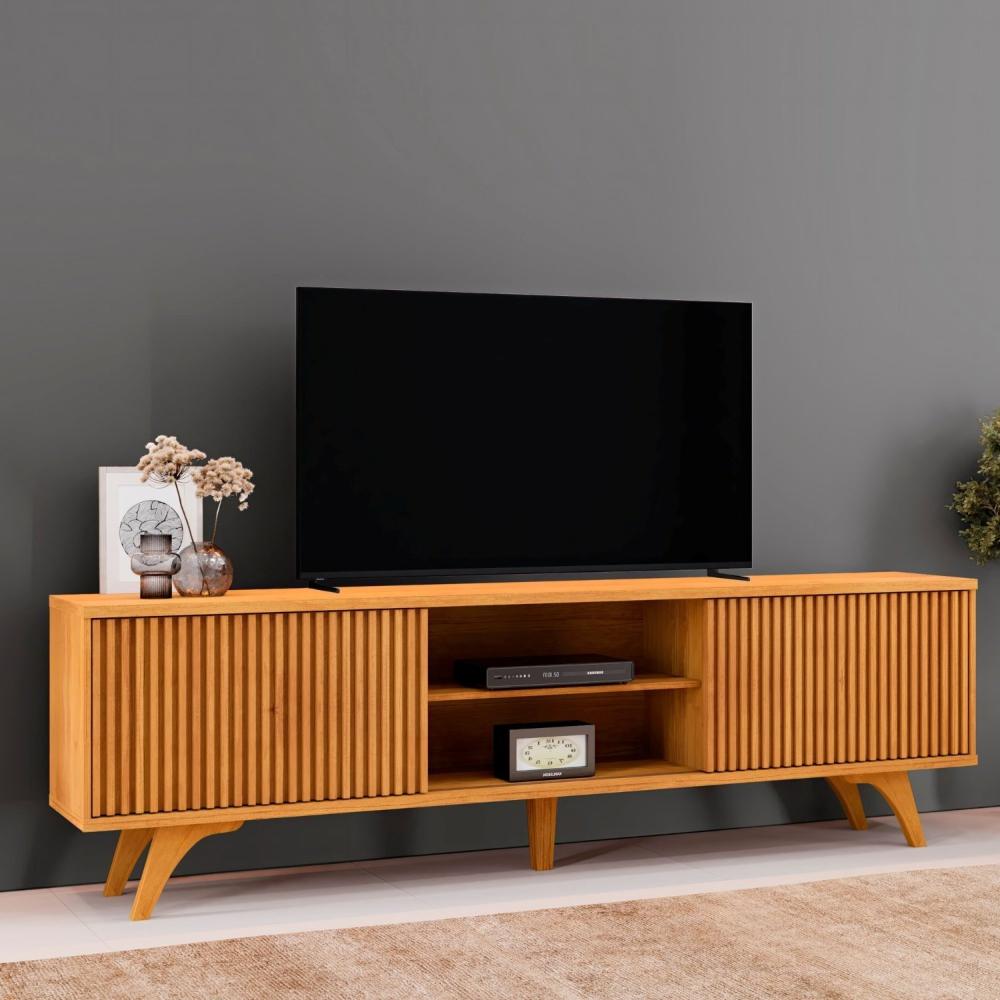 Miniatura Rack para Tv até 75 Polegadas 2 Portas de Correr 180cm Gaia Naturalle