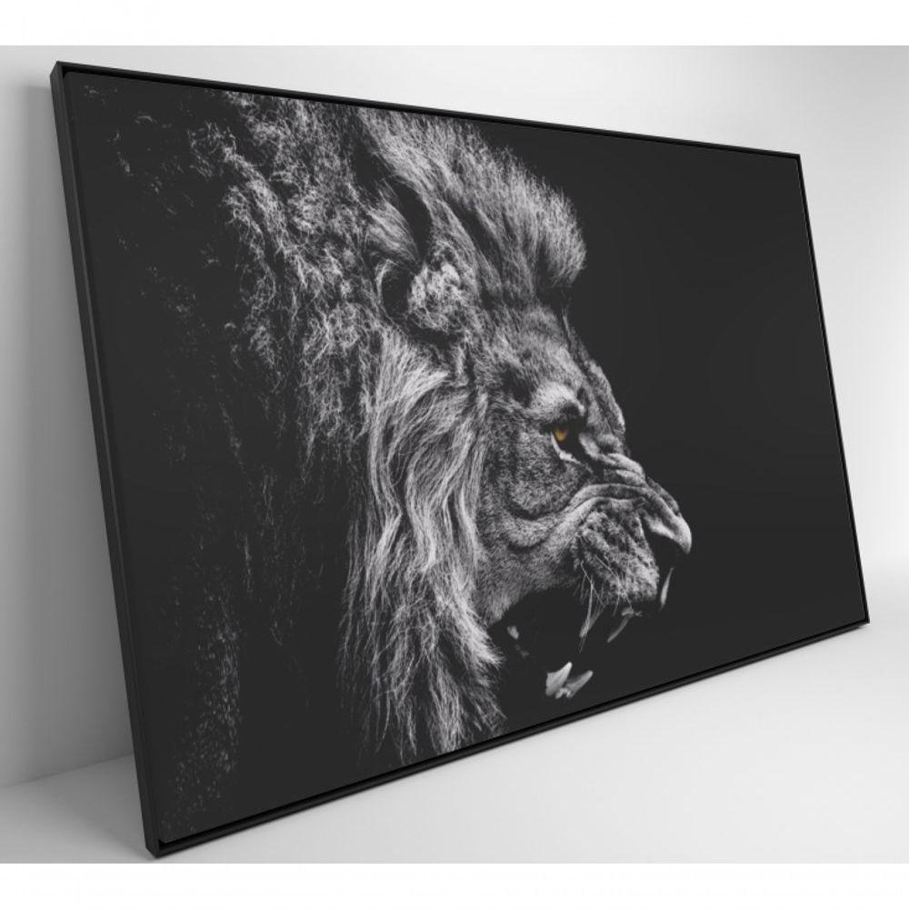 Quadro Leão Preto E Branco 60x40 Cm Adesivo Fotográfico