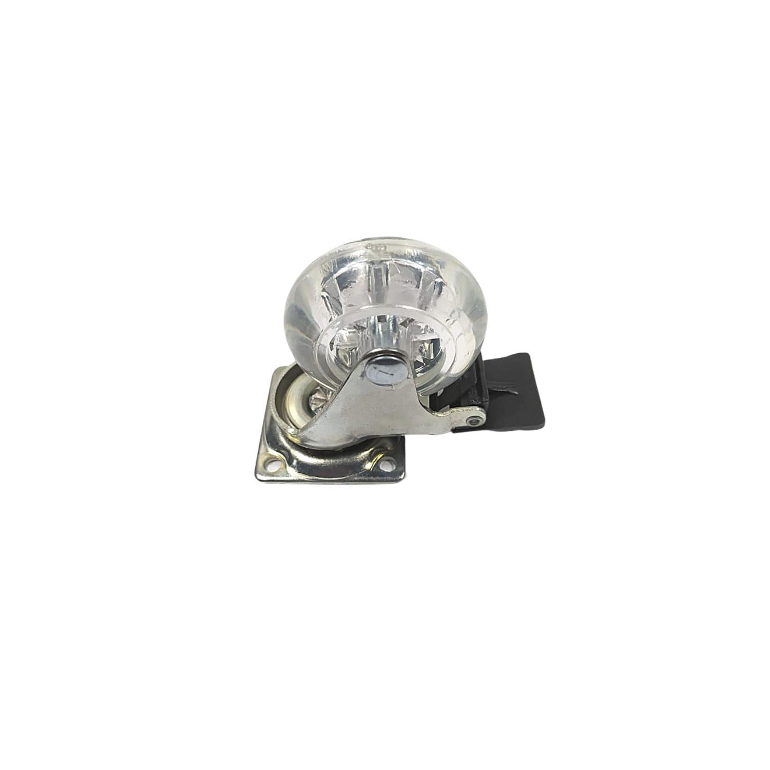 Miniatura 10 Rodízio Silicone 50Mm Transparente Giratório Com Freio