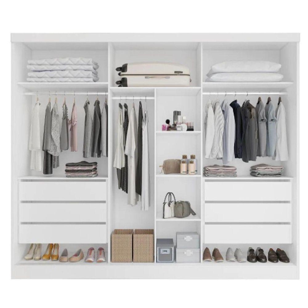 Miniatura Guarda-roupa Casal 3 Portas 6 Gavetas - Bergamo-branco - Bianchi Móveis