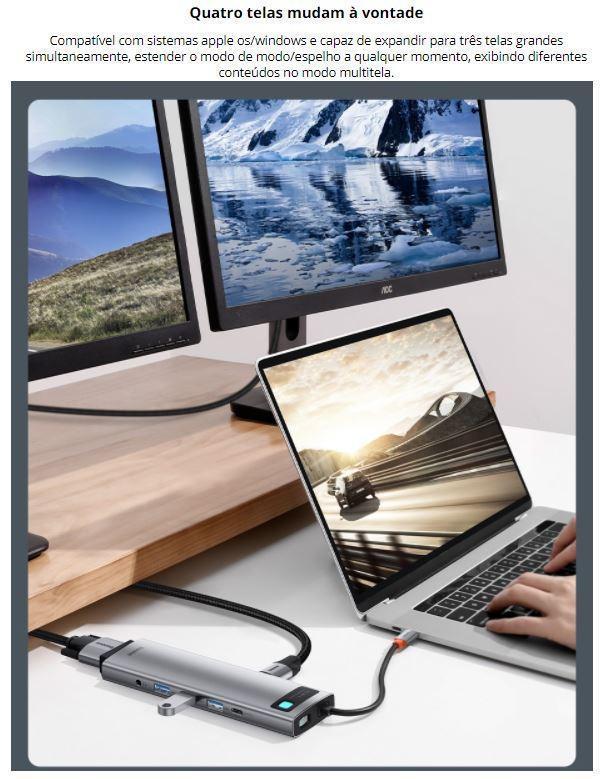 Miniatura Hub Usb-C Baseus 11 Em 1 Dockstation Hdmi Thunderbolt 3