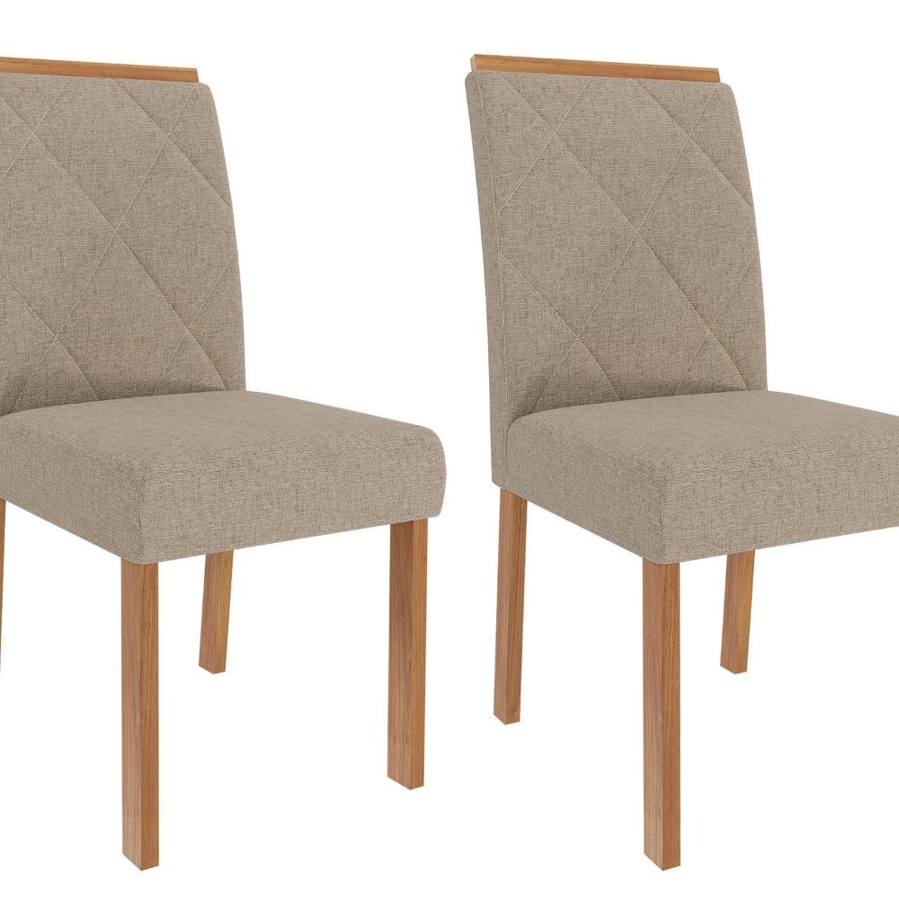 Sala de Jantar Agata 130 Cm com 4 Cadeiras Fernanda Wood Off/Madeira/