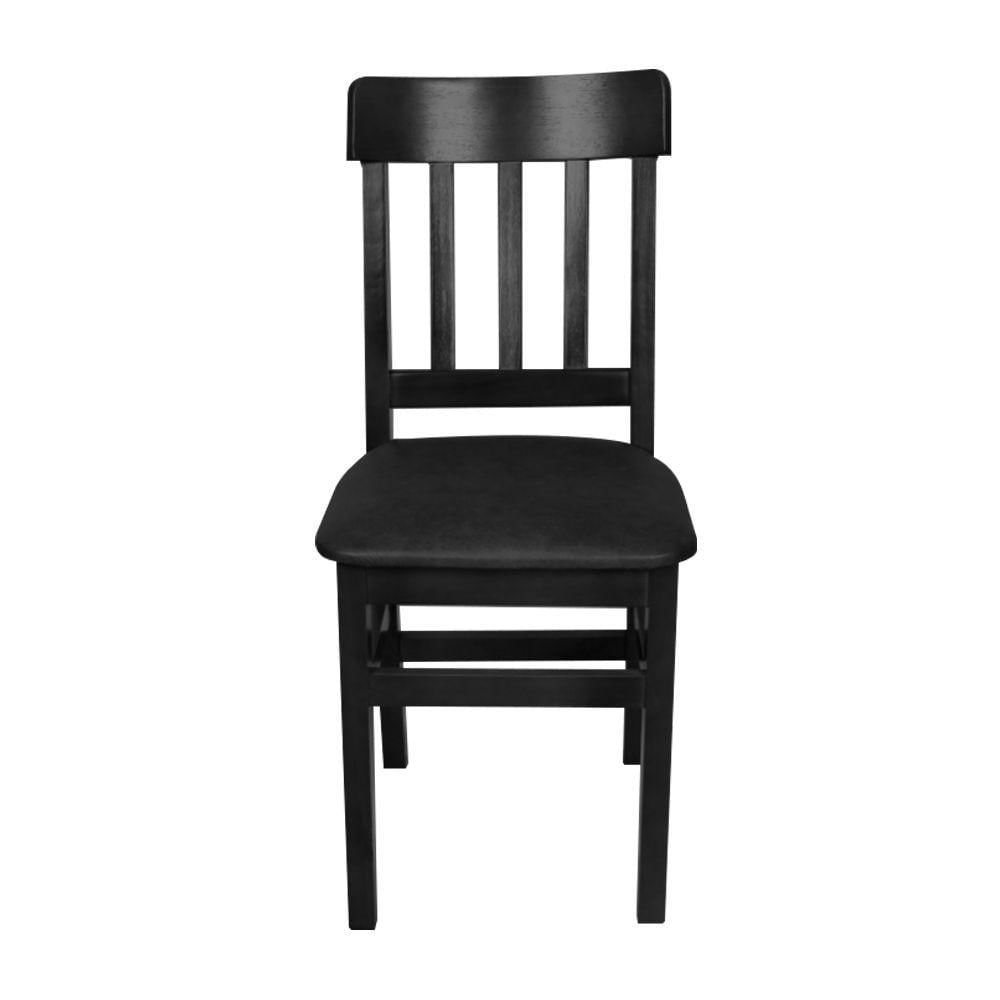 Miniatura Kit 2 Cadeiras Fixas Pretas Estofadas Pretas Mineira Em Madeira Maciça Para Bares Preto