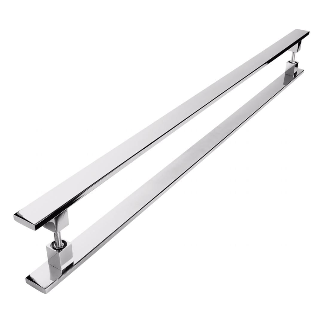 Miniatura Puxador Inox Para Porta Pivotante Madeira Vidro 80 Cm 4 cm - Novo - Cinza - 7899772130007 - Puxador - Metalcromo - Porta - 3.8 cm - MetalCromo - Madeira - Puxador Inox Para Porta Pivot.