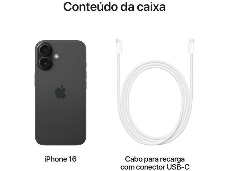 Apple iPhone 16 128GB Preto 6,1" 48MP iOS 5G iPhone 16 - Tela 6,1"