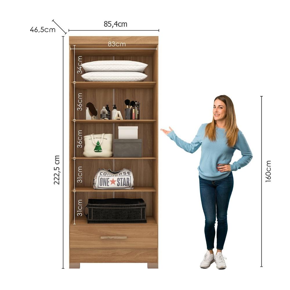 Miniatura Guarda-roupa 2 Portas 1 Gaveta Com Espelhos Smart Plus Espresso Móveis Cinamomo