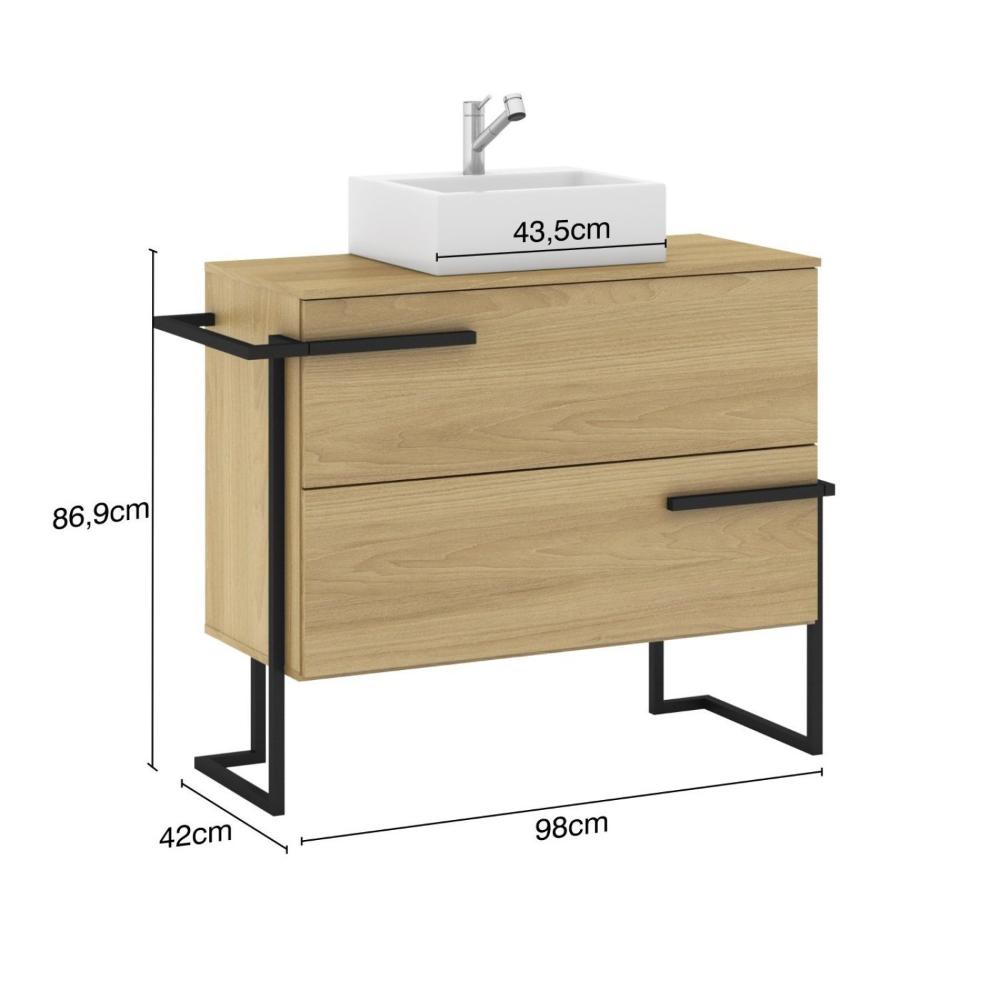 Miniatura Gabinete para Banheiro 3 Gavetas Viso Tea Móveis Bosi Tea
