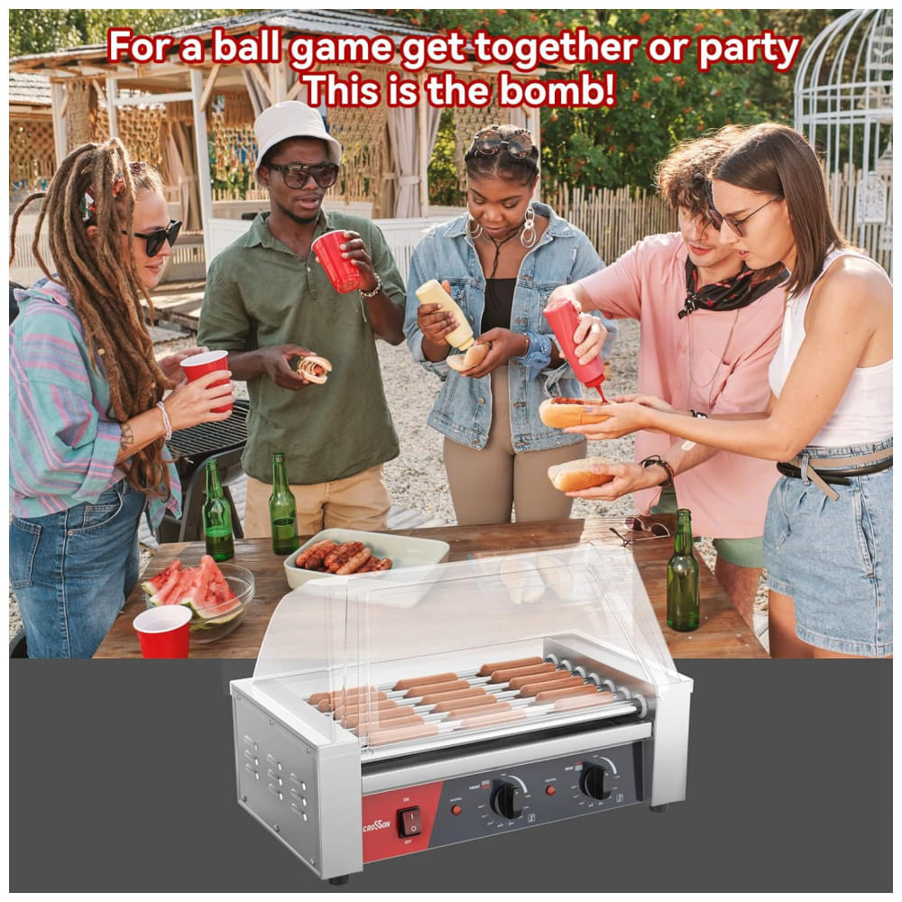 Forno Elétrico de Pizza de Bancada de 8kg com Máquina de 7 Rolos de Hot Dog e Duplo Deck Comercial,Crosson.