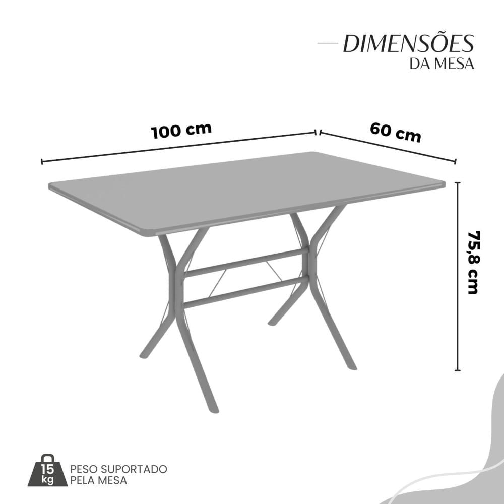 Miniatura Conjunto Sala de Jantar Mesa Retangular 100x60cm Tampo Pedra Ardósia Indiana 4 Cadeiras Paraty Preto Floral / Mart Prata