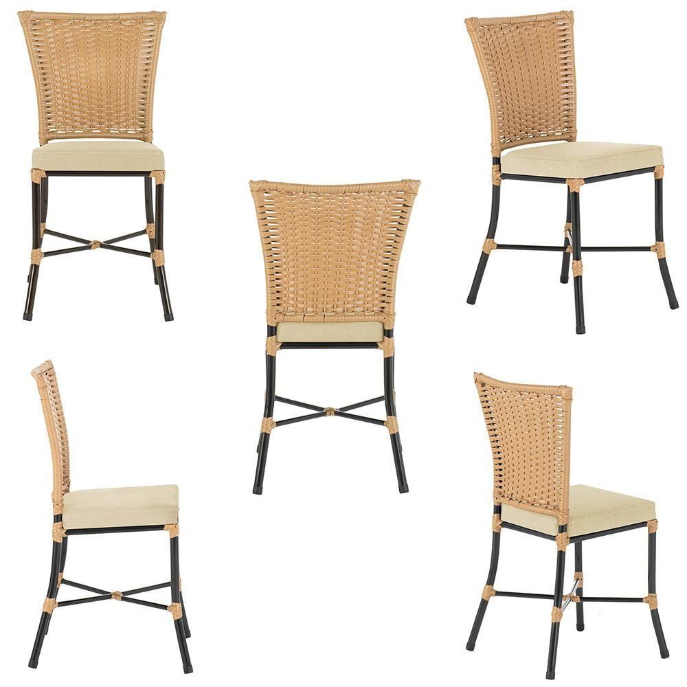 Jogo De Cadeiras Para Cozinha - Kit Com 5 Cadeiras Em Aluminio E Fibra Sintetica Turquia Ráfia A02