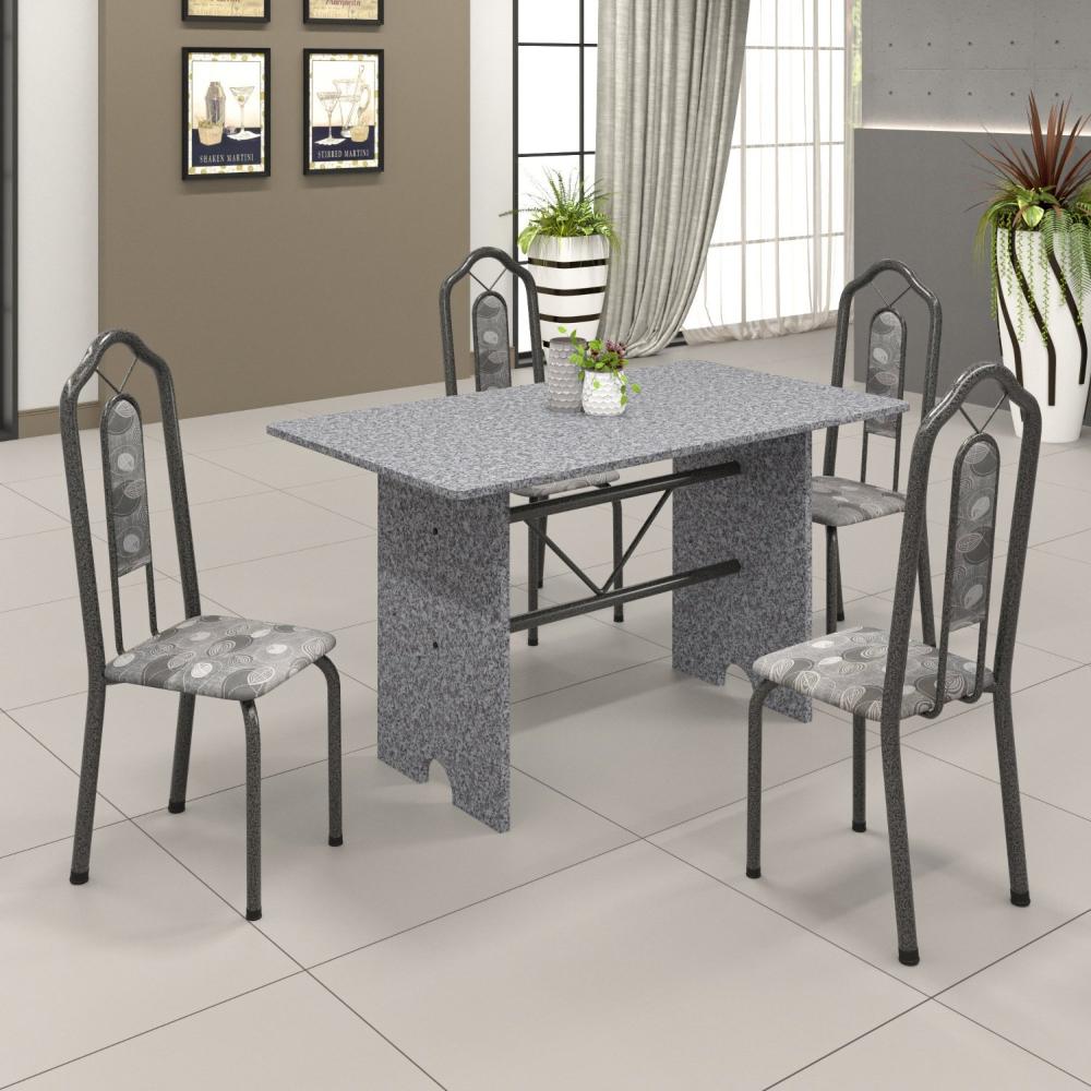 Miniatura Kit 4 Cadeiras Tubular Bianca Soma Móveis Martelado Prata/Paraopeba