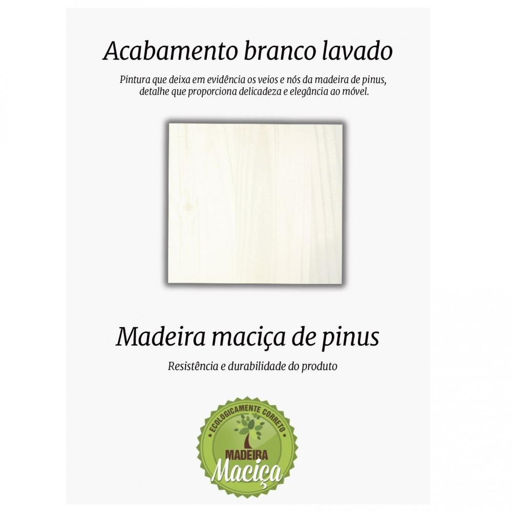 Cama Solteiro com 3 Gavetas e 1 Mesa de Cabeceira Charme Inter Link Branco Lavado