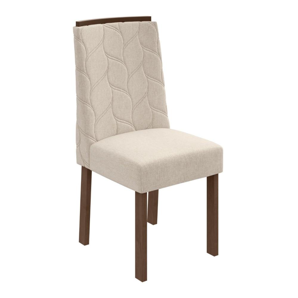 Kit 2 Cadeiras Astrid Móveis Lopas Imbuia Clean/Rinzai Bege