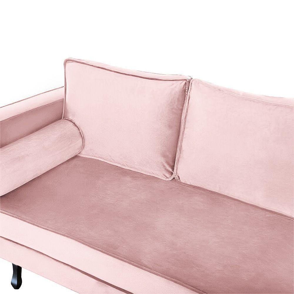 Miniatura Recamier Divã Dubai L/direito 1,40m Suede Rosa Bebe - Am Interiores