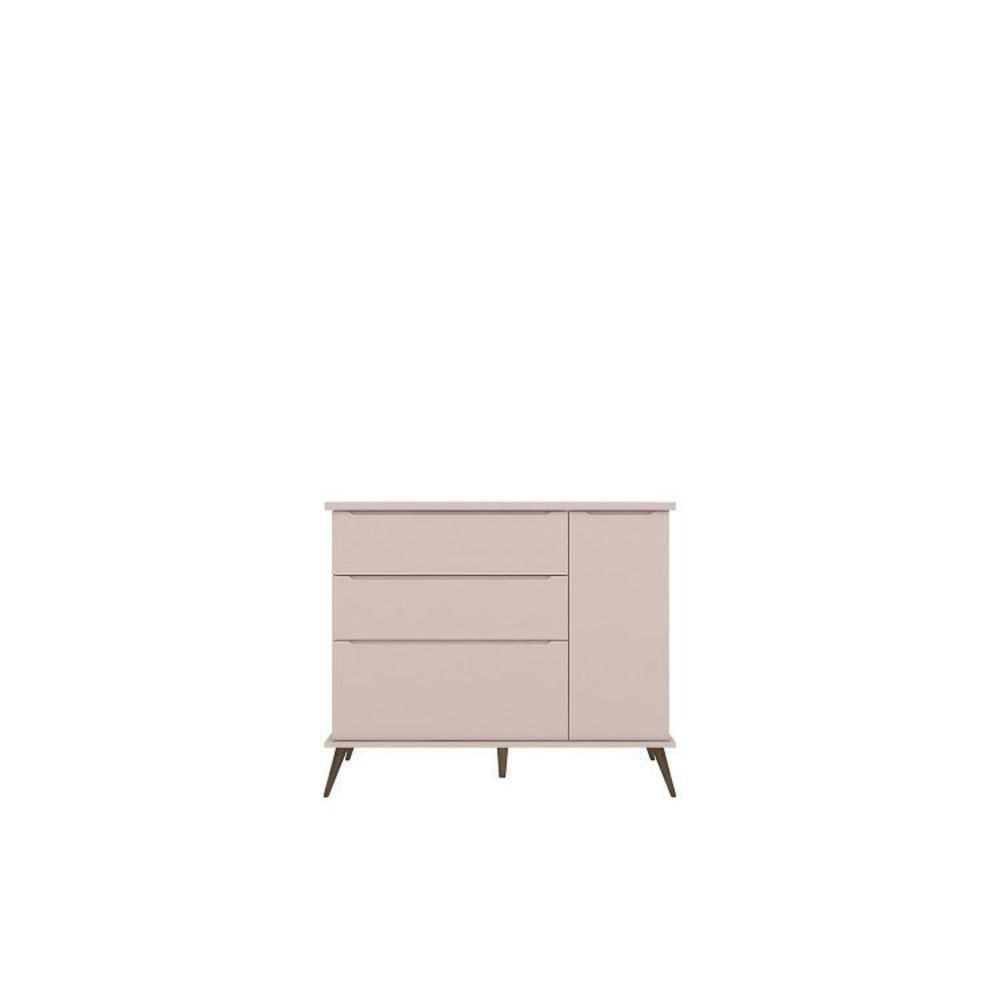 Conjunto Quarto Infantil com Guarda-roupa 3 Portas e Cômoda com Sapateira Melinda 100% Mdf Rosa
