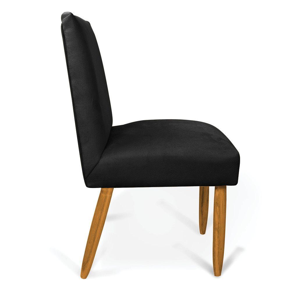 Miniatura Kit 2 Cadeiras De Jantar Carol Suede Preto Pés Palito Castanho - D'rossi