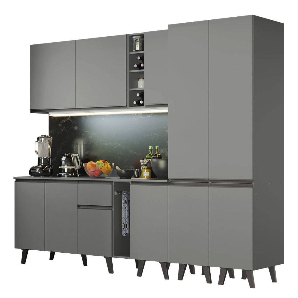 Miniatura Armário de Cozinha Completa 260cm Cinza Nice Madesa 05 Cor:Cinza