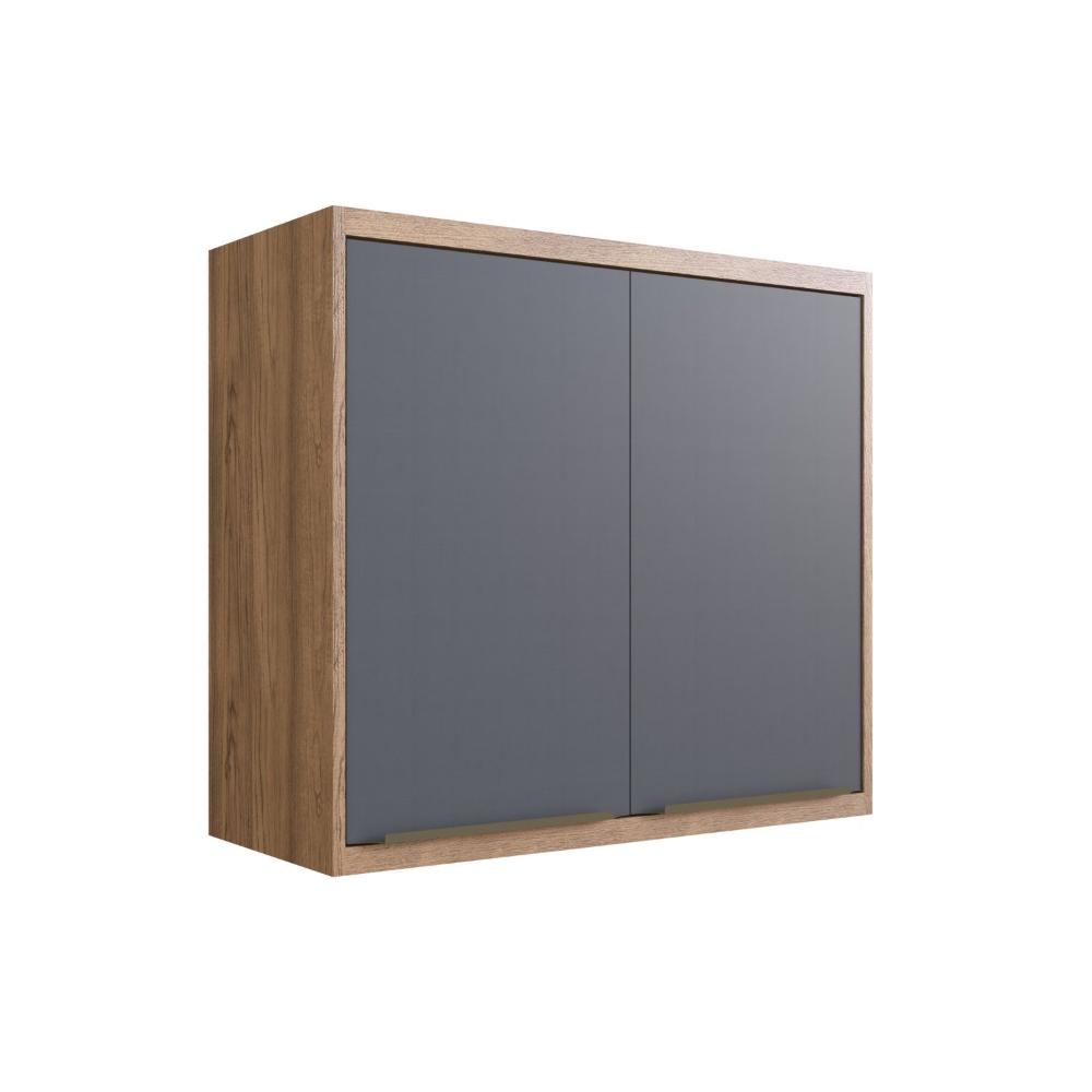 Miniatura Armário Aéreo para Cozinha 80cm 2 Portas Viena Edez Louro Freijó/Grafitto