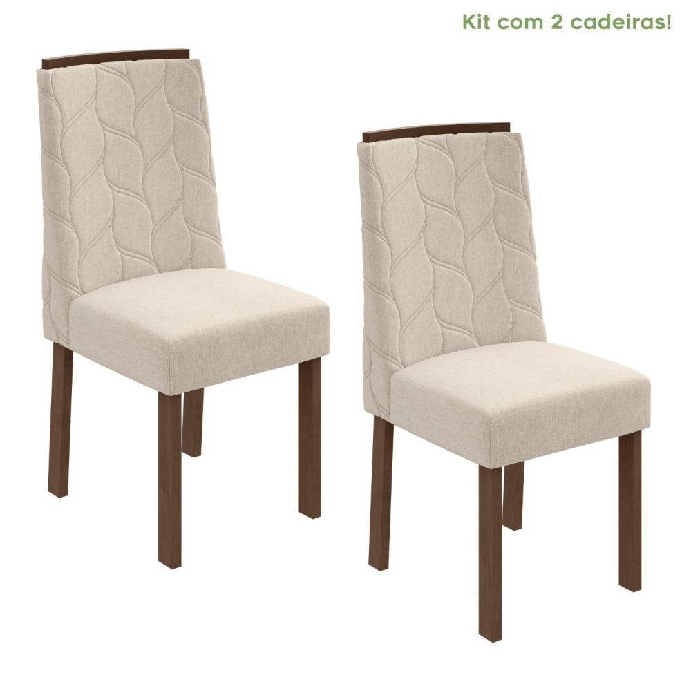 Miniatura Kit 2 Cadeiras Astrid Móveis Lopas Imbuia Clean/Rinzai Bege