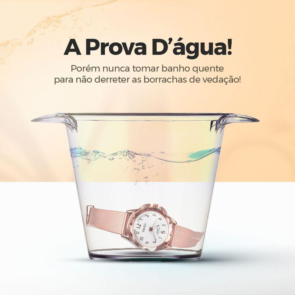 Miniatura Relogio Rose Prova Dagua Inox Silicone Feminino + Caixa Social Ajustavel Moda Original Resistente