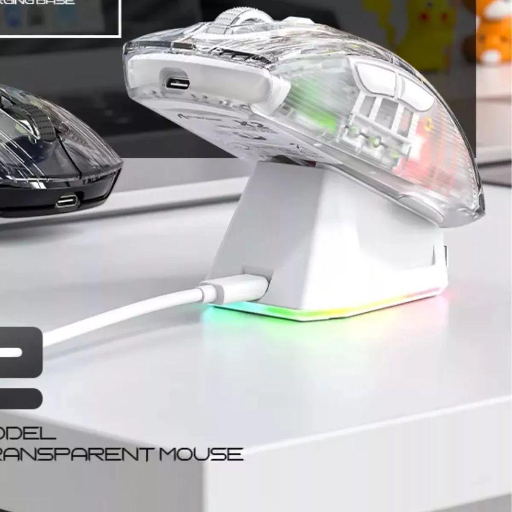 Miniatura Mouse Attack Shark X2 Pro Rgb Tri-Modo Branco Transparente