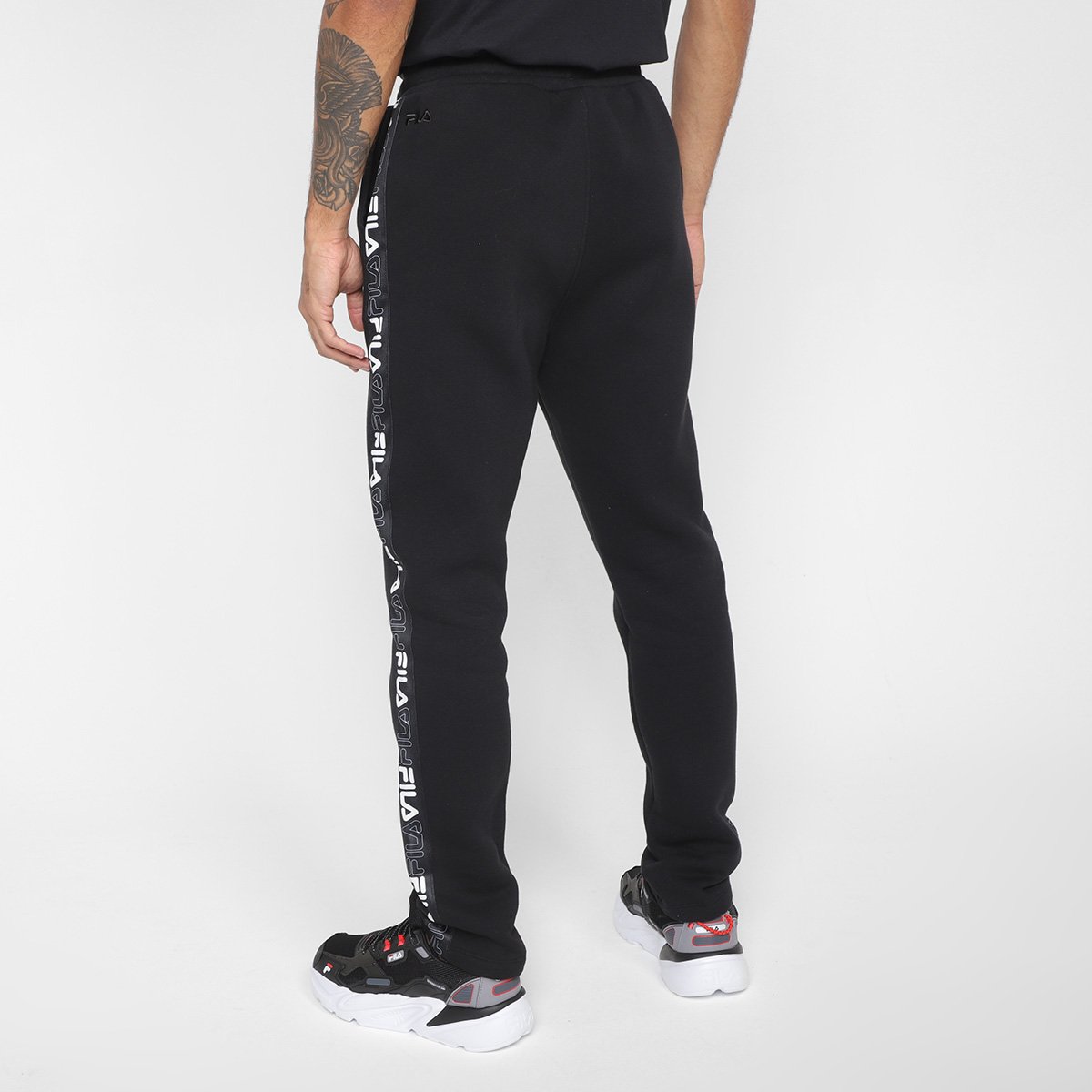 Miniatura Calça Fila Basic Tape Winter II Masculina Preto+Branco - G