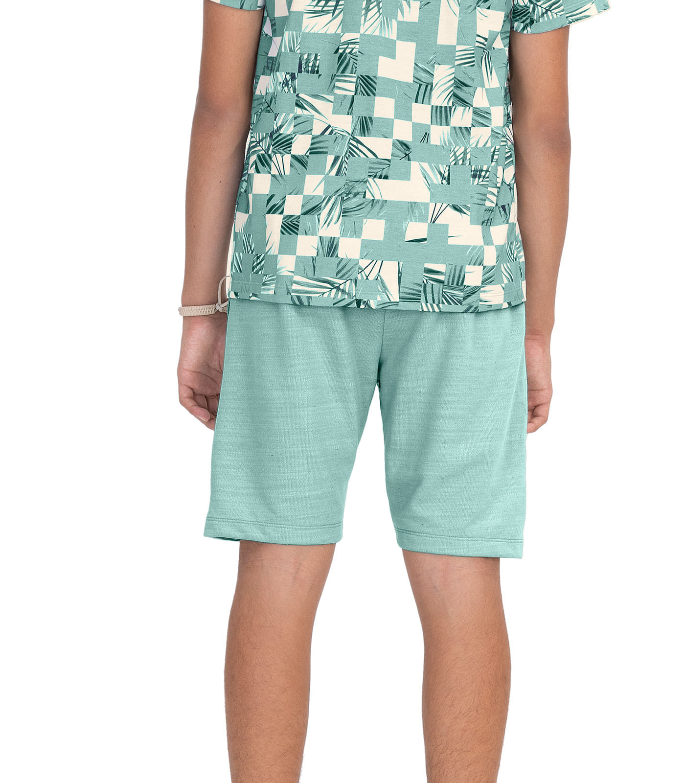 Miniatura Bermuda Juvenil Masculina Em Moletinho Minty Verde 12