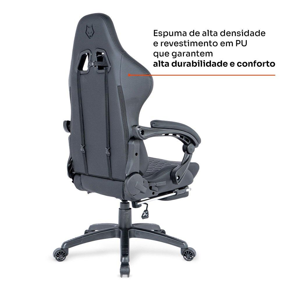 Miniatura Cadeira Gamer Husky Tempest 700, Até 145kg, Almofadas, Reclinável 150º, PU, Descanso para Pés, Preta - HCG700PT