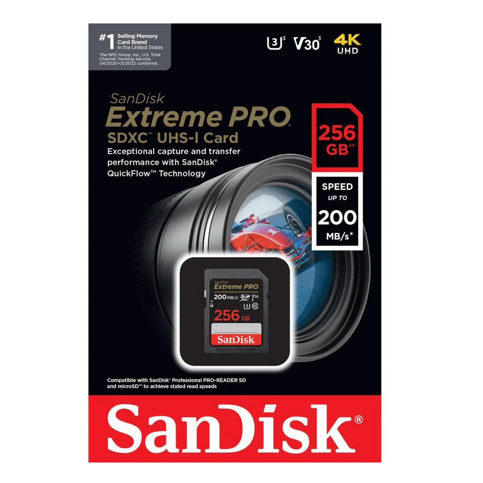 Miniatura Cartão SDXC SanDisk 256Gb Extreme PRO 4K 200Mb/s UHS-I V30 U3
