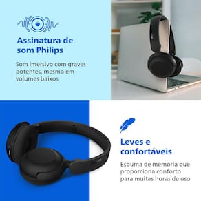Miniatura Fone de Ouvido Philips TAH2209BK/00 Headphone Bluetooth 25h Bateria Dobrável Preto