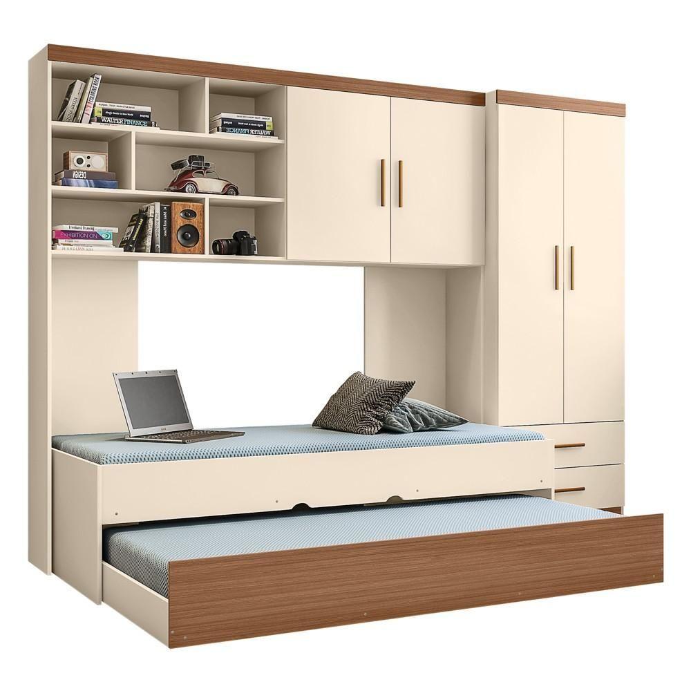 Miniatura Quarto Infantil Modulado 4 Portas Com Bicama Chiara Off White-carvalho - Phoenix
