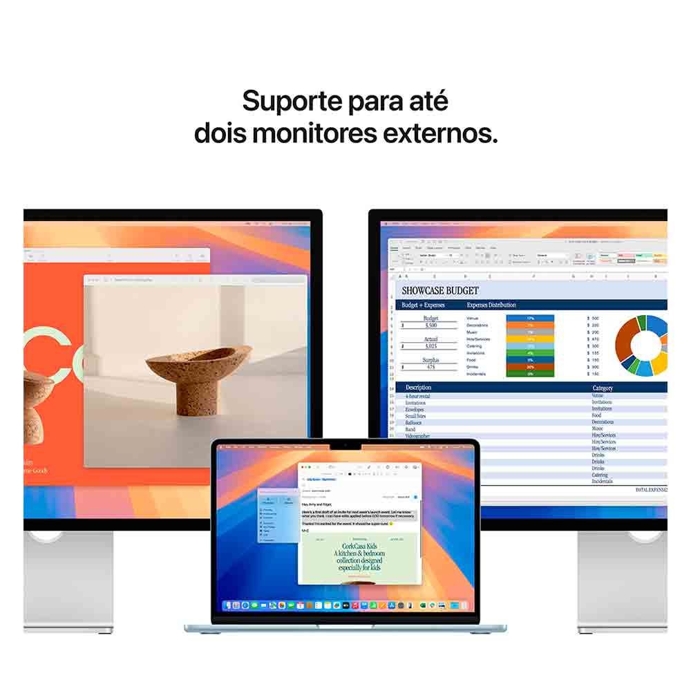 Notebook Apple MacBook Air 13,6" M4 (CPU de 10 núcleos, GPU de 10 núcleos, 16GB RAM, 512GB SSD) - Prateado Bivolt