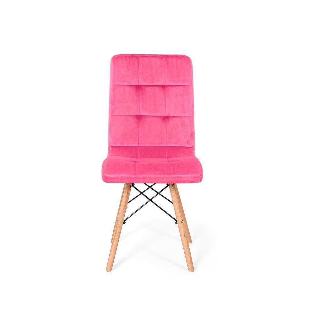 Miniatura Conjunto 04 Cadeiras Eiffel Gomos Veludo Estofada Rosa