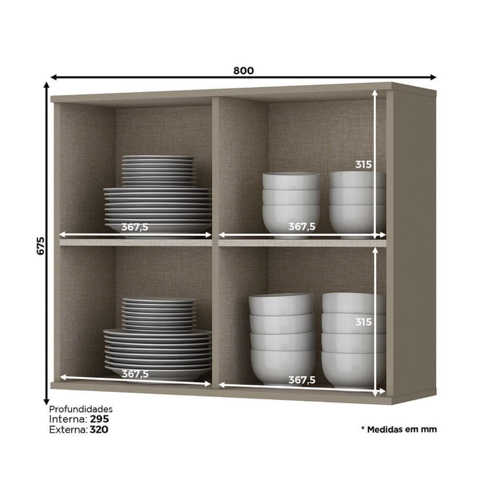 Miniatura Armário Aéreo para Cozinha 80cm 2 Portas Vidro 80cm Évelin Henn Duna