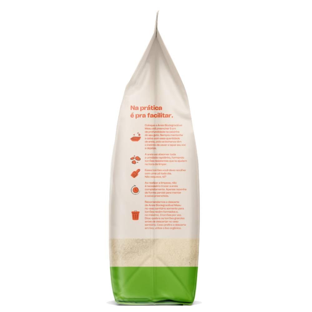 Areia Higiênica Meau Biodegradável Grãos Finos para Gatos - 12 Kg