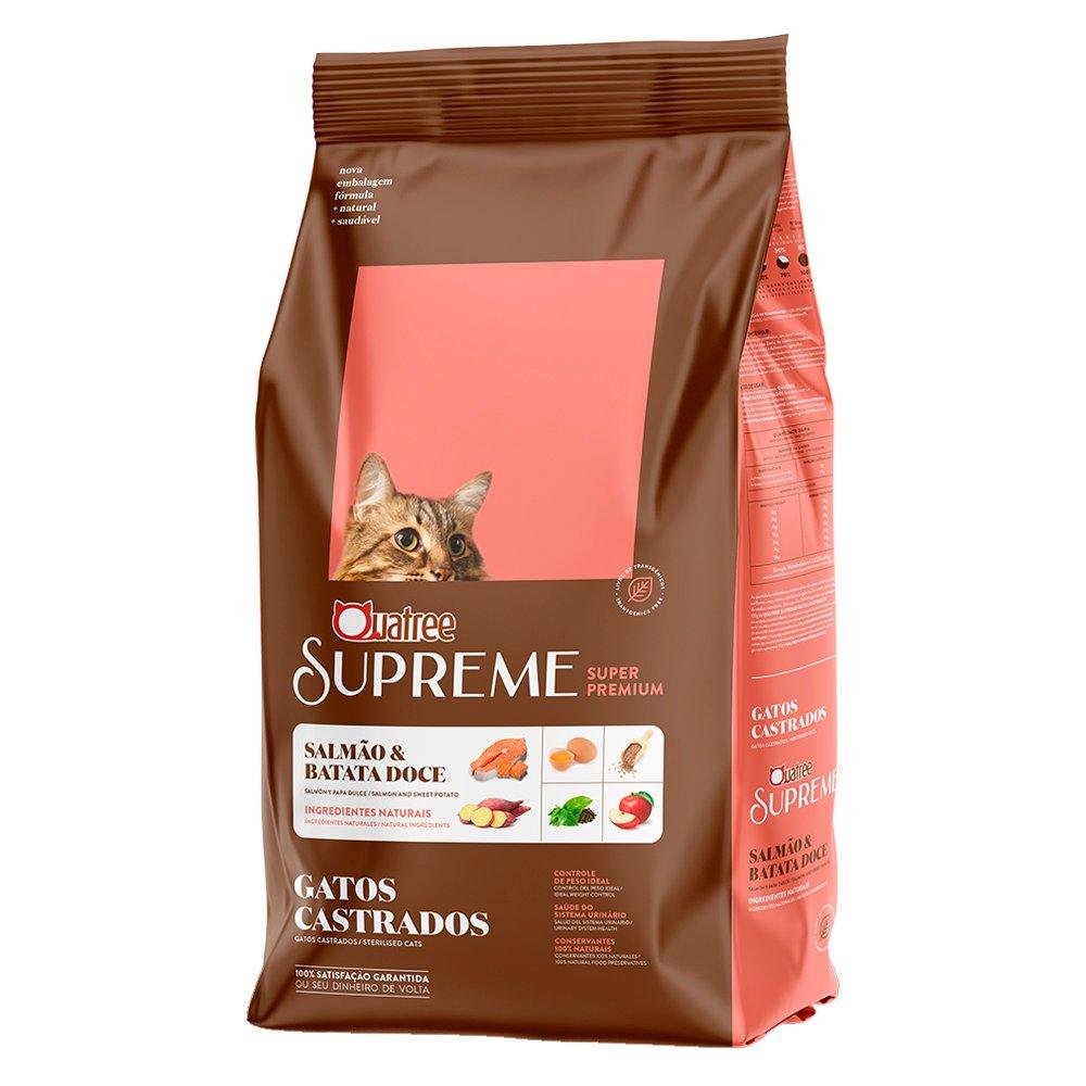 Miniatura Ração Seca Quatree Supreme Salmão e Batata Doce para Gatos Castrados - 10,1 Kg