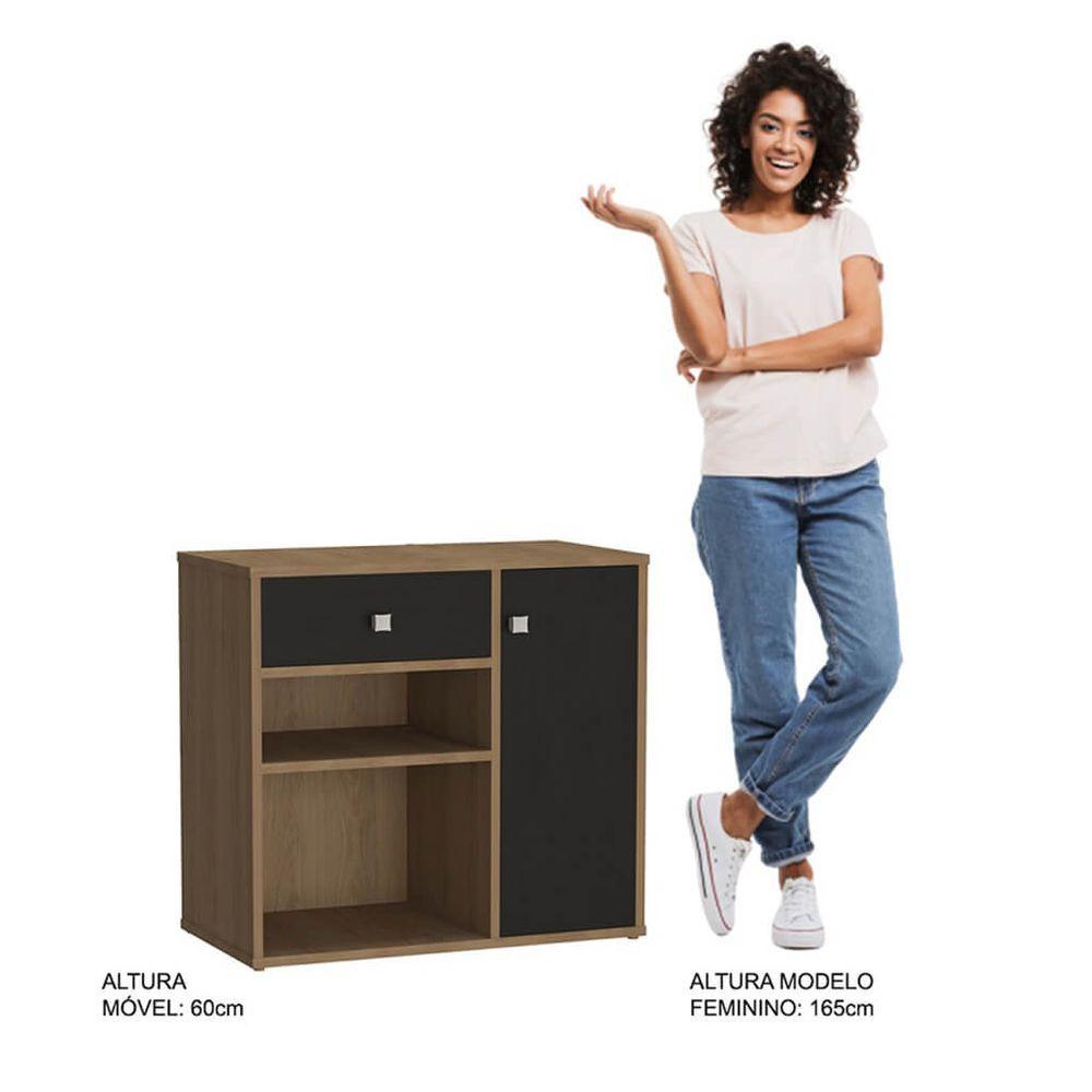 Miniatura Armário Multiuso Com Porta E Gaveta Madeirado Preto