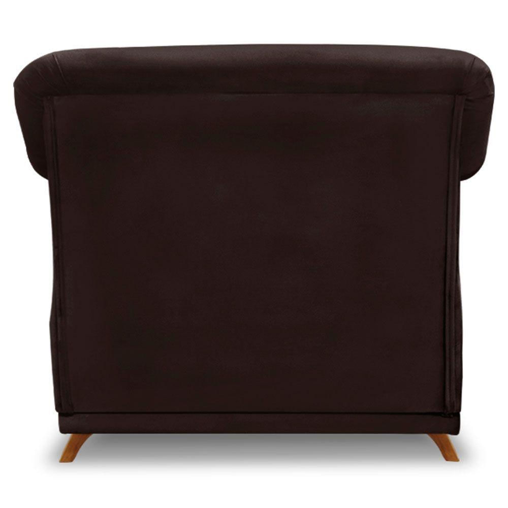 Miniatura Poltrona Para Sala De Estar Suede Pés Castanho Marrom Café