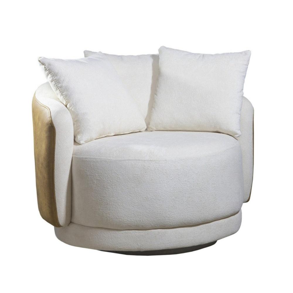 Miniatura Poltrona Decorativa Giratória Hera Produto Exclusivo Off White / Mel
