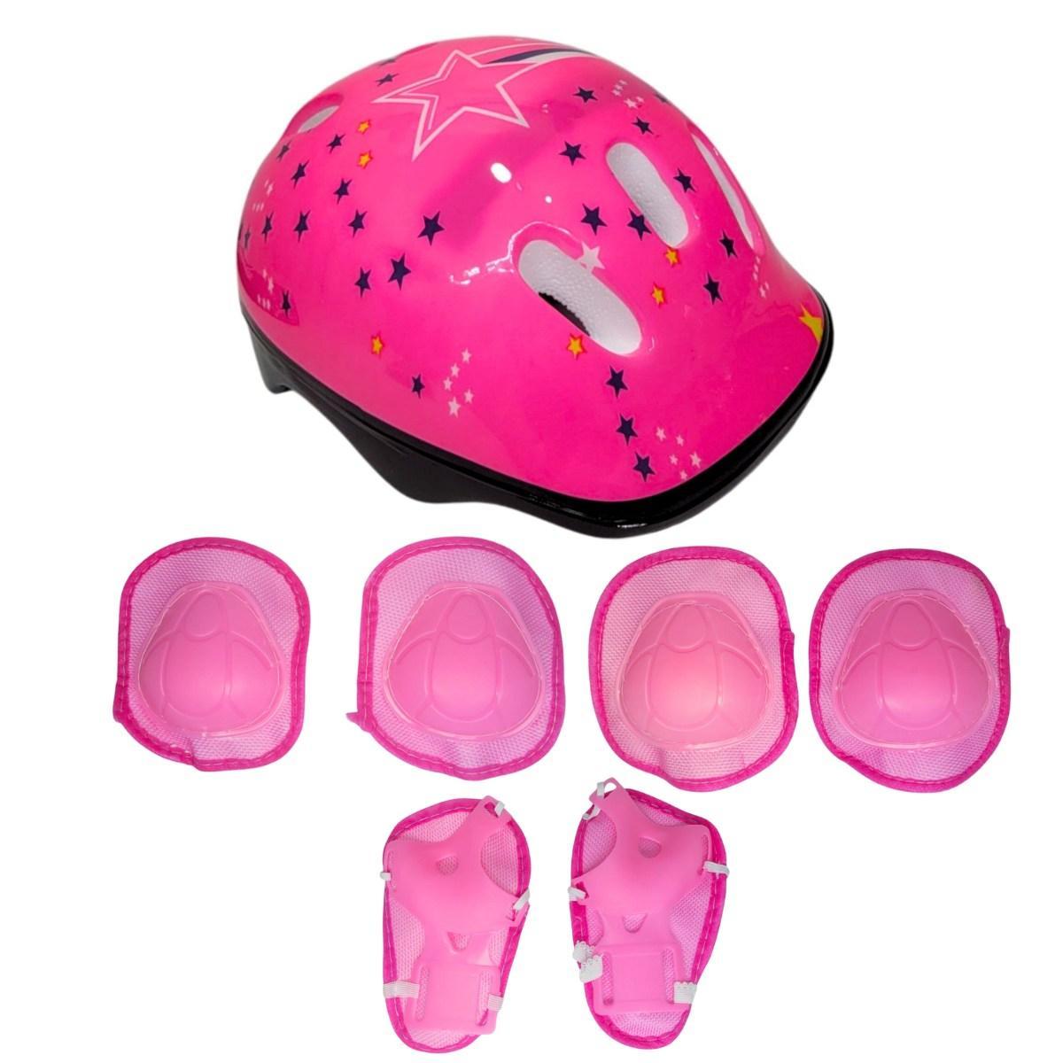 Miniatura Skate Infantil 50 Kg Xadrez + Kit Proteção Estrela Rosa