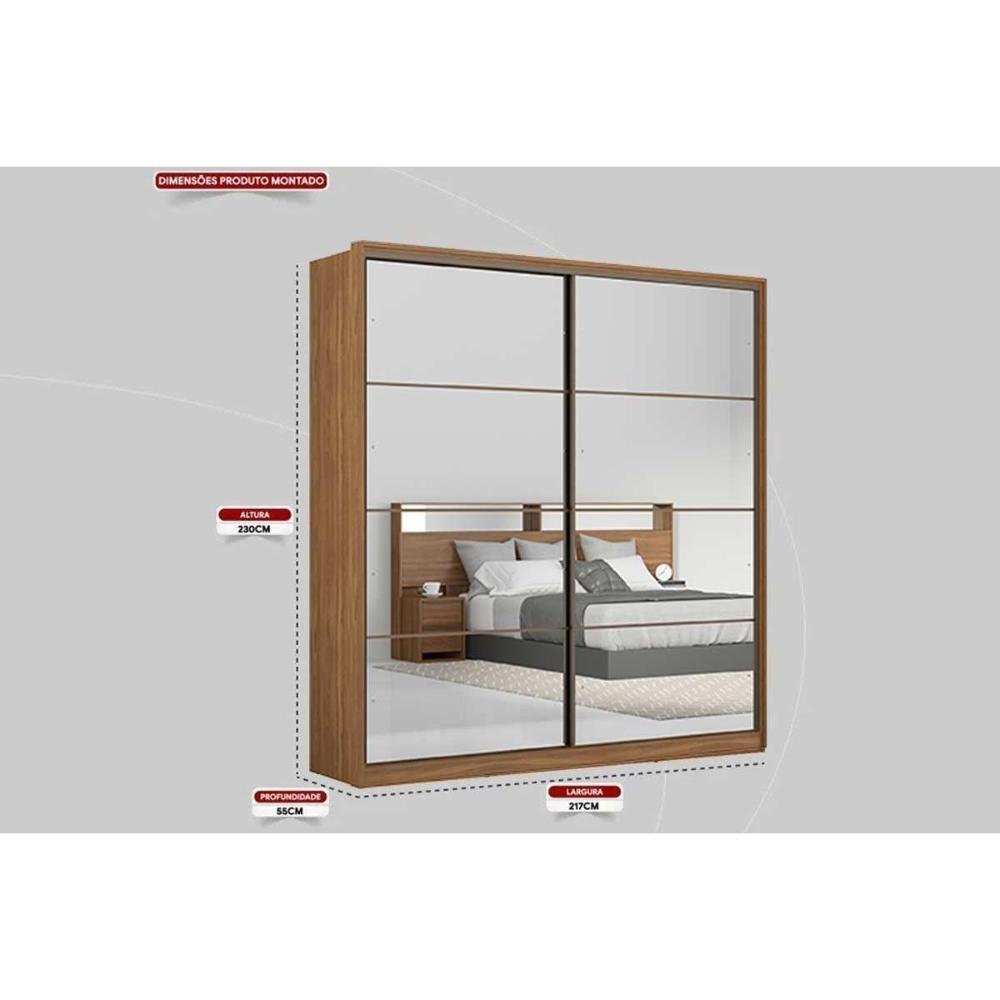 Miniatura Guarda Roupa Casal 2 Portas De Correr C/ Espelho E 3 Gavetas Belga Amêndola Touch - Demóbile