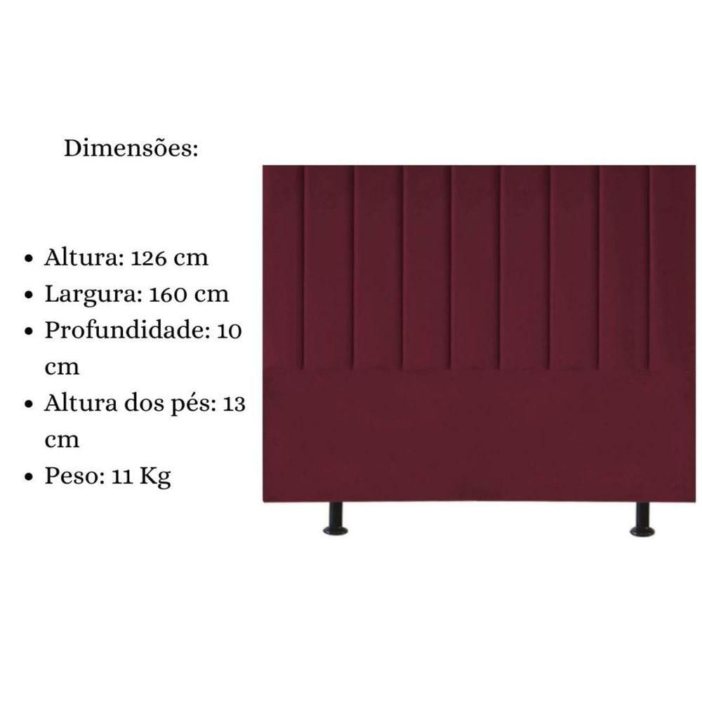 Miniatura Cabeceira De Cama Queen Box 160 Cm Karla Carla Suede Cor:bordô