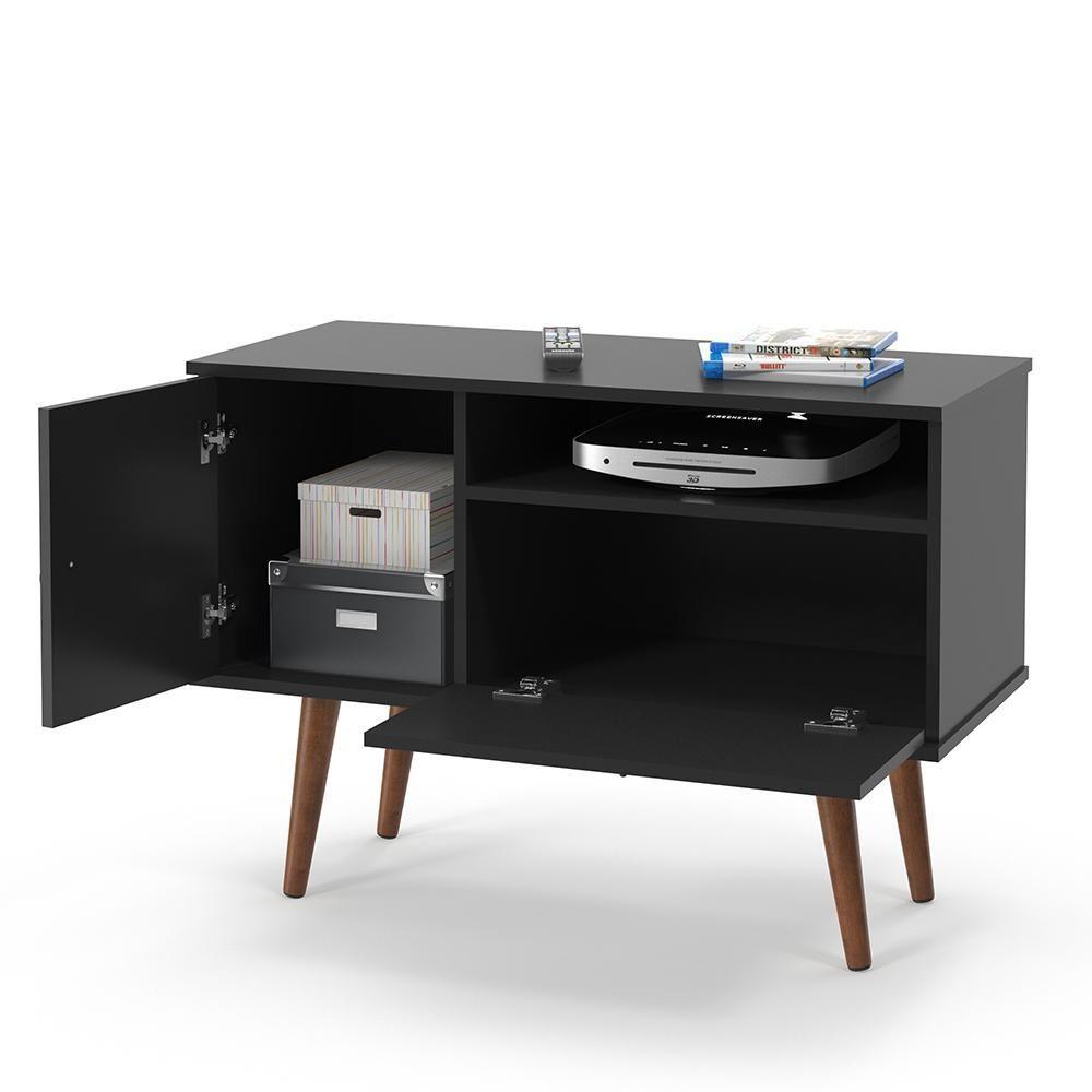 Combo Painel Para Tv + Rack Yan Patrimar Preto Preto