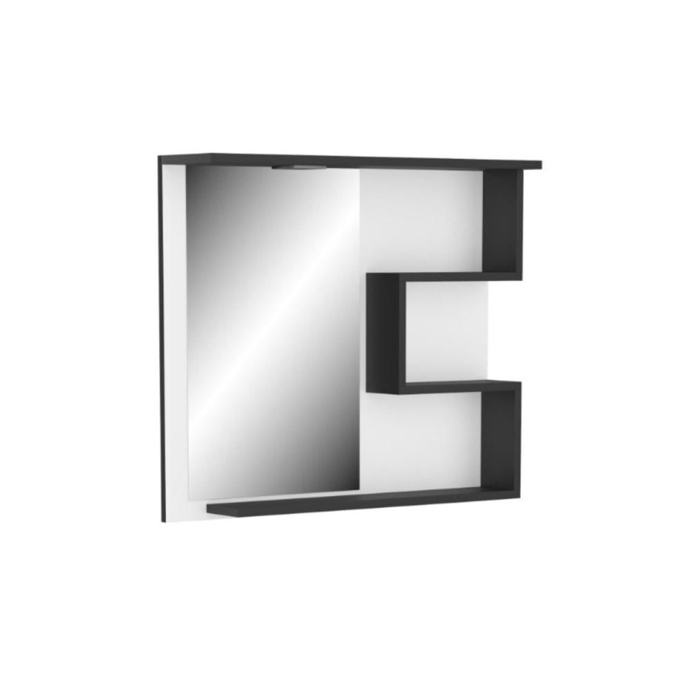 Conjunto de Banheiro Gabinete com Pés com Cuba e Espelheira Veneza Branco/Preto