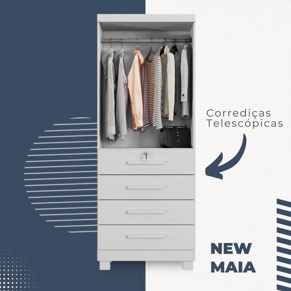 Miniatura Guarda Roupa New Maia 2 Portas 4 Gavetas Com Chave Benetil Móveis Branco
