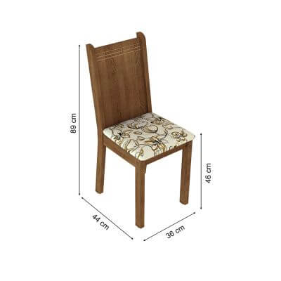 Miniatura Kit 4 Cadeiras 4290 Madesa Rustic/Lírio Bege Cor:Rustic/Lírio Bege