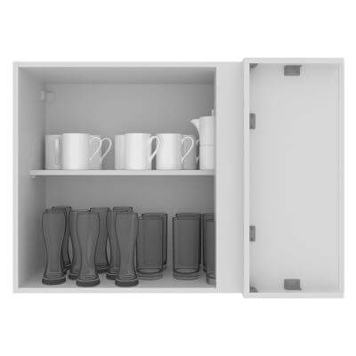 Miniatura Armário Aéreo de Canto Madesa Stella 1 Porta Branco/Rustic Cor:Branco/Rustic