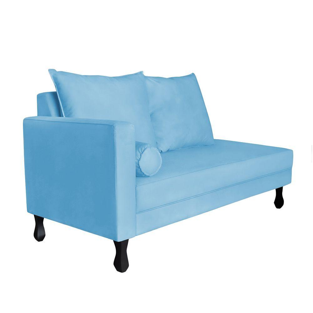 Miniatura Recamier Divã Dubai L/direito 1,40m Suede Azul Turquesa - Lares Decor