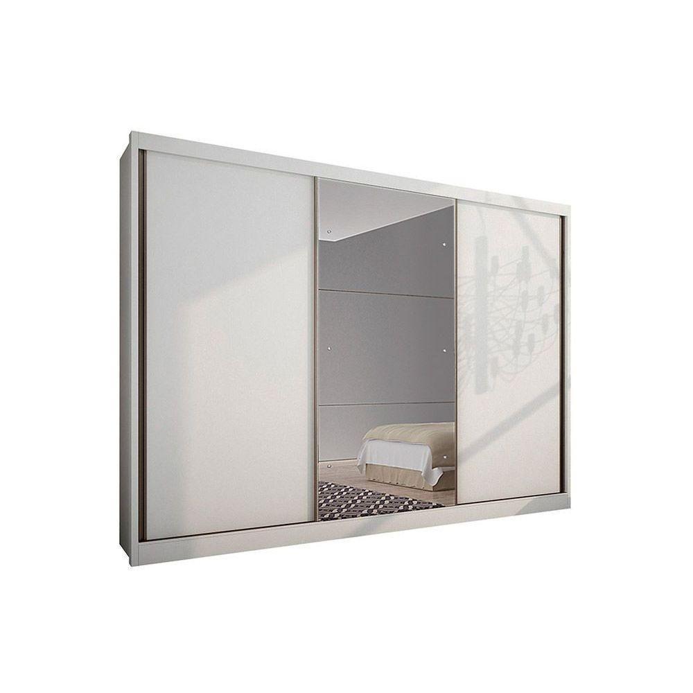 Miniatura Guarda Roupa Casal 3 Portas De Correr E 8 Gavetas C/ Espelho Natus Plus Branco - Novo Horizonte